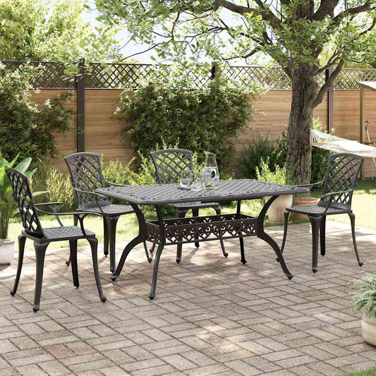 Garden Dining Set | Black | Cast Aluminium | 5 Piece Set |  Rugged