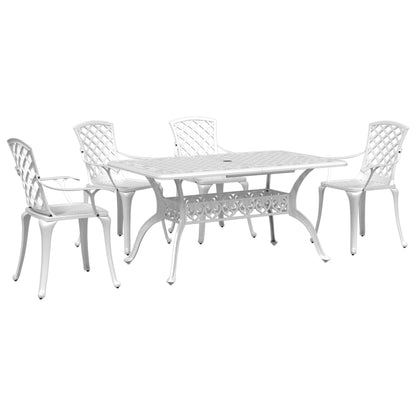 Garden Dining Set | White | Cast Aluminium | 5 Piece | Durable