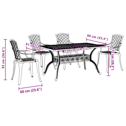 Garden Dining Set | White | Cast Aluminium | 5 Piece | Durable