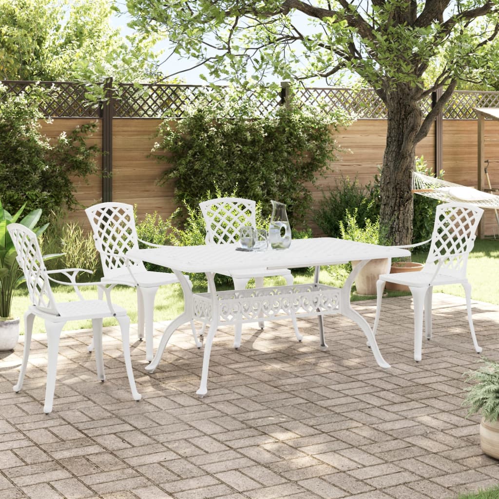 Garden Dining Set | White | Cast Aluminium | 5 Piece | Durable