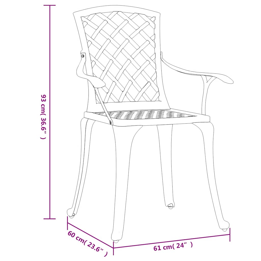 Garden Chairs 6 pcs Cast Aluminium Black
