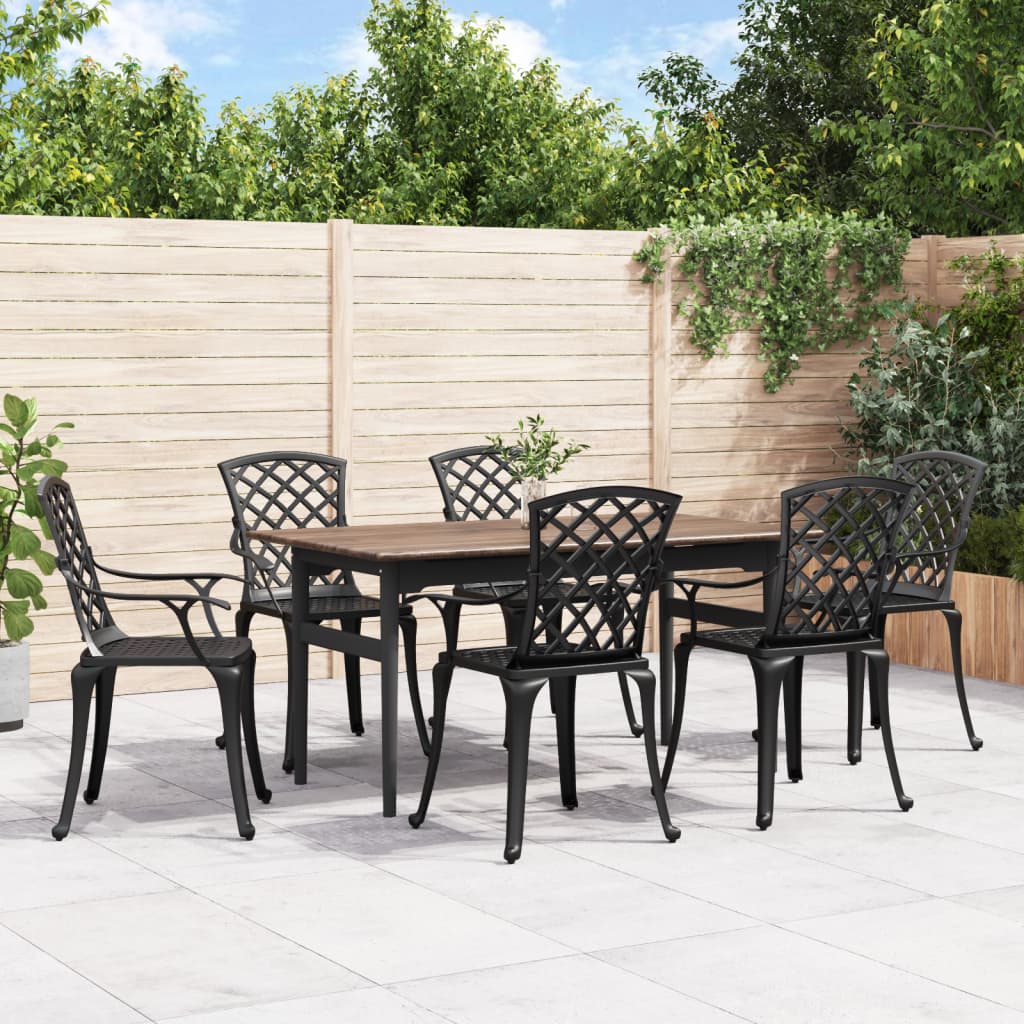 Garden Chairs 6 pcs Cast Aluminium Black