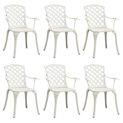 Garden Chairs 6 pcs Cast Aluminium White