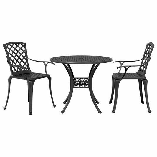 3 Piece Bistro Set Black Cast Aluminium
