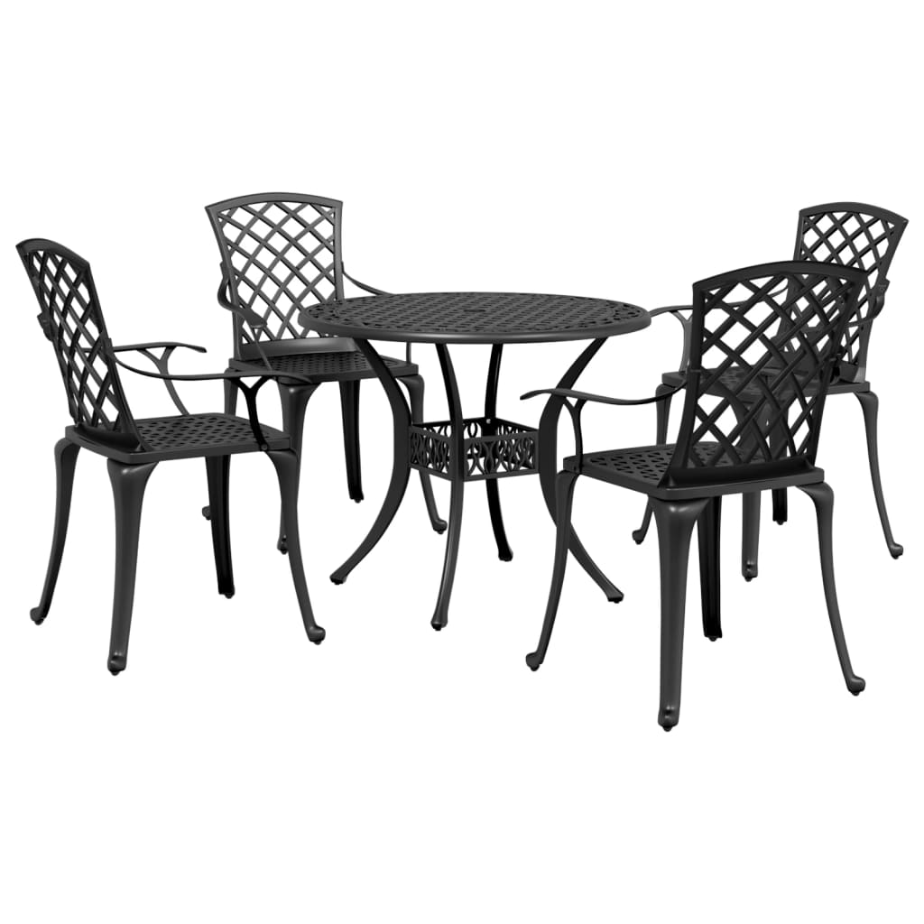 Garden Dining Set | Black | Cast aluminium | Medium | Durable