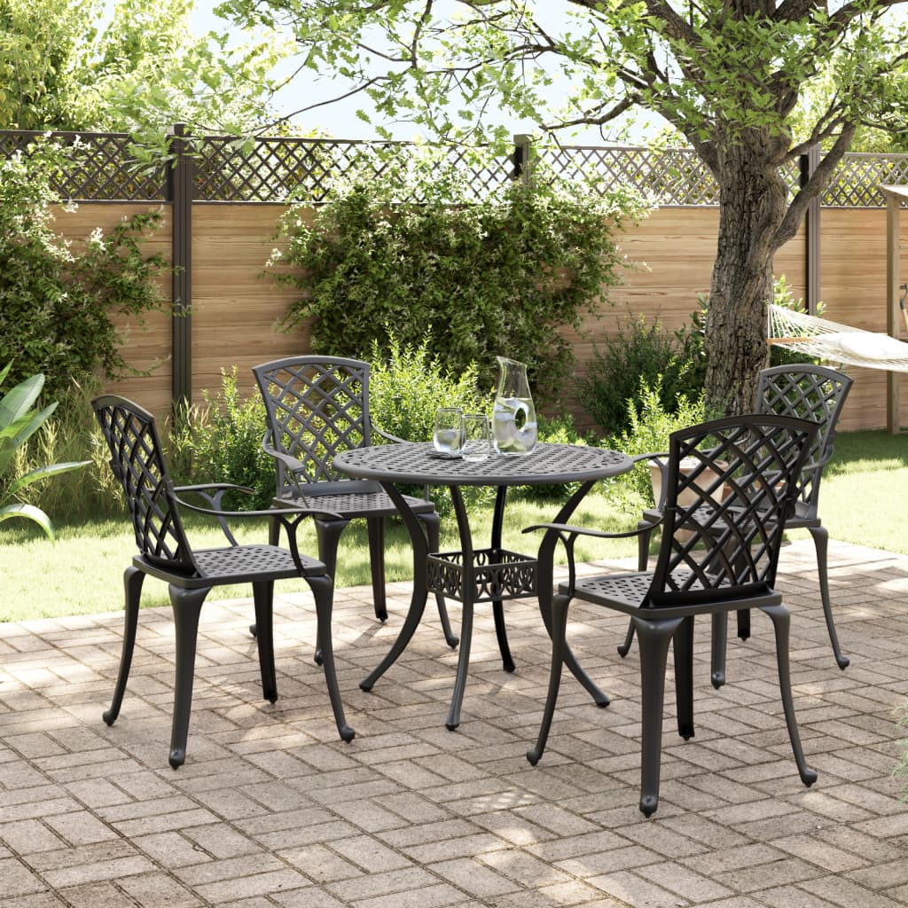 Garden Dining Set | Black | Cast aluminium | Medium | Durable