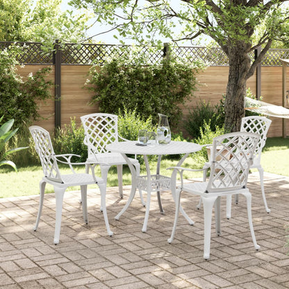 Garden Dining Set | White | Cast Aluminium | 5 Piece Set |  Ergonomic