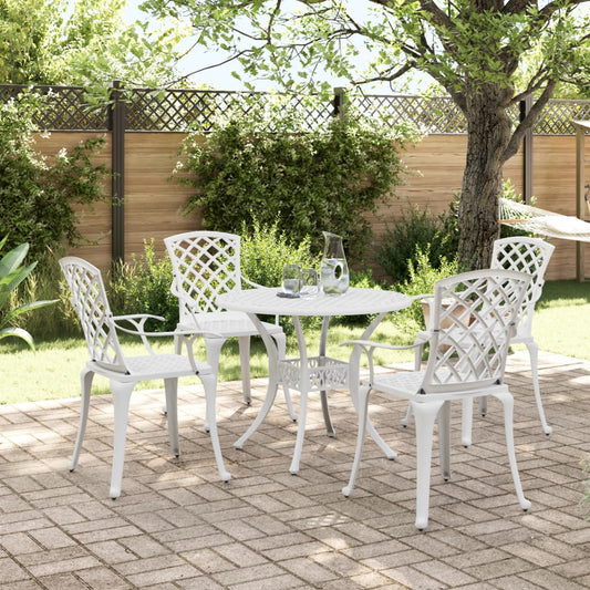 Garden Dining Set | White | Cast Aluminium | 5 Piece Set |  Ergonomic