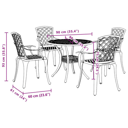Garden Dining Set | White | Cast Aluminium | 5 Piece Set |  Ergonomic
