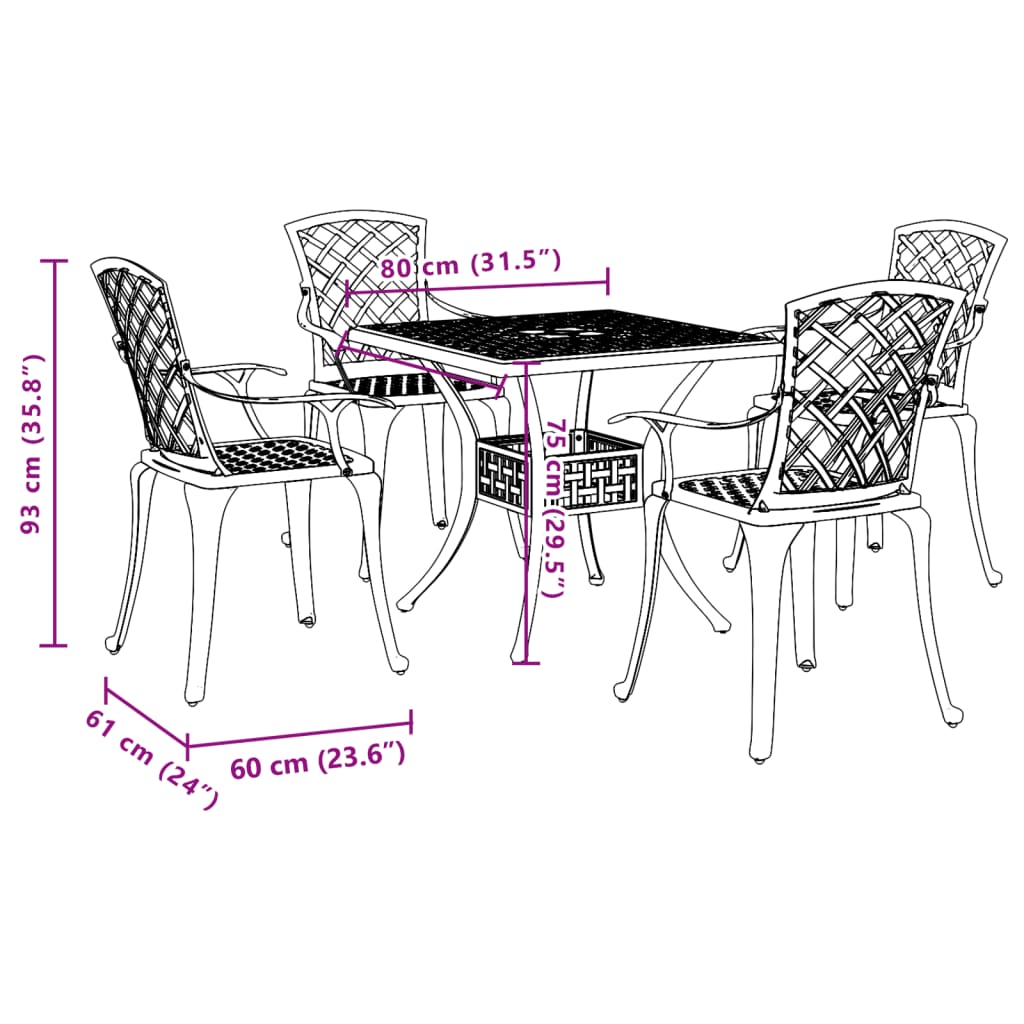 Garden Dining Set | Bronze | Cast Aluminium | Medium | Ergonomic