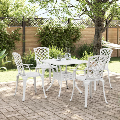Garden Dining Set | White | Cast Aluminium | 5 Piece Set | Durable
