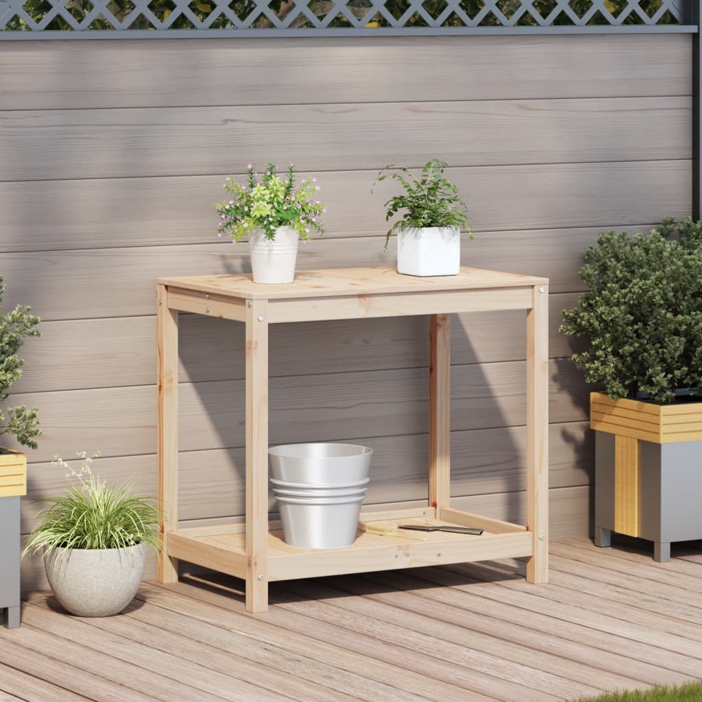 Potting Table with Shelf 82,5x50x75 cm Solid Wood Pine