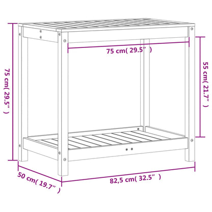Potting Table with Shelf 82,5x50x75 cm Solid Wood Pine