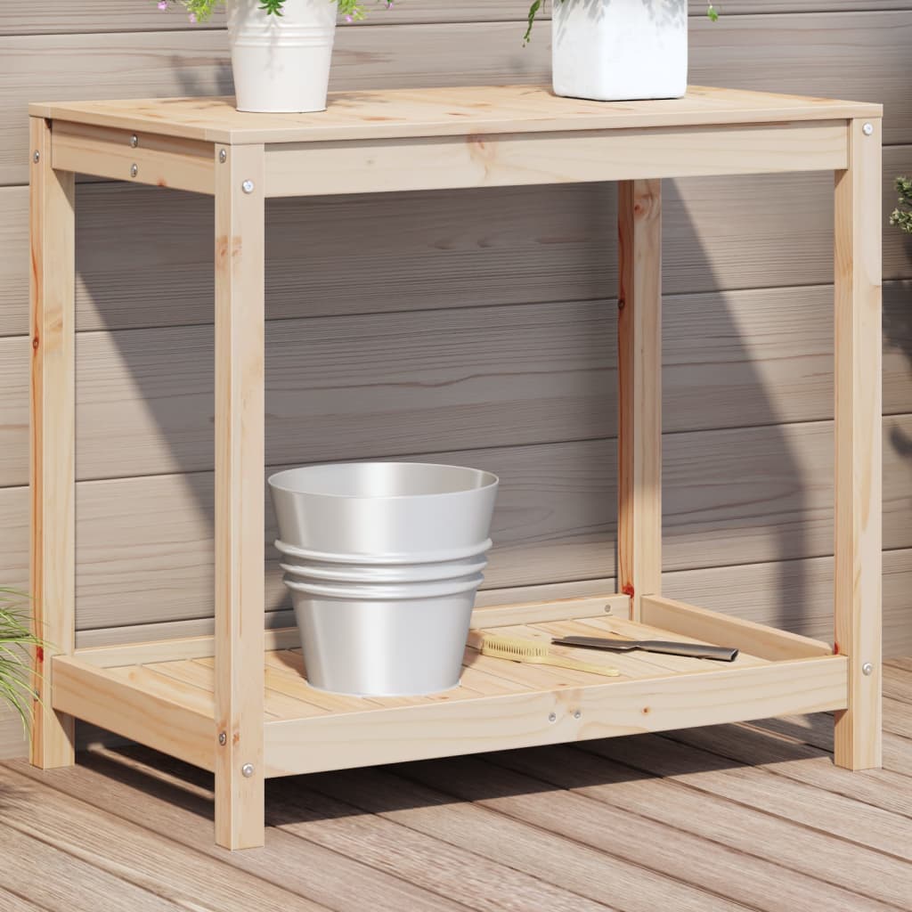 Potting Table with Shelf 82,5x50x75 cm Solid Wood Pine