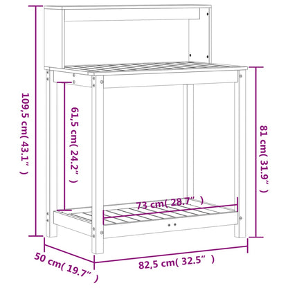 Potting Table with Shelves 82.5x50x109.5 cm Solid Wood Pine