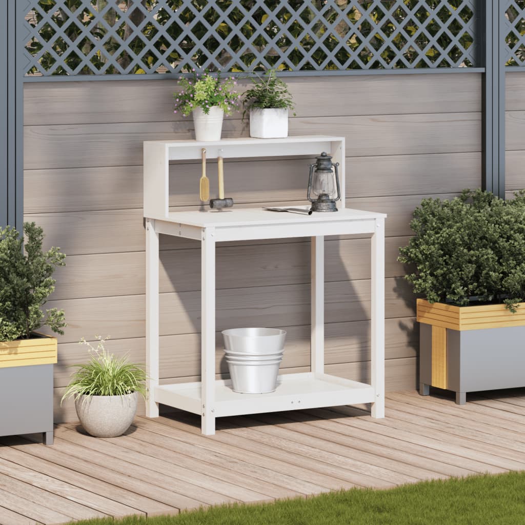 Potting Table with Shelves White 82.5x50x109.5 cm
