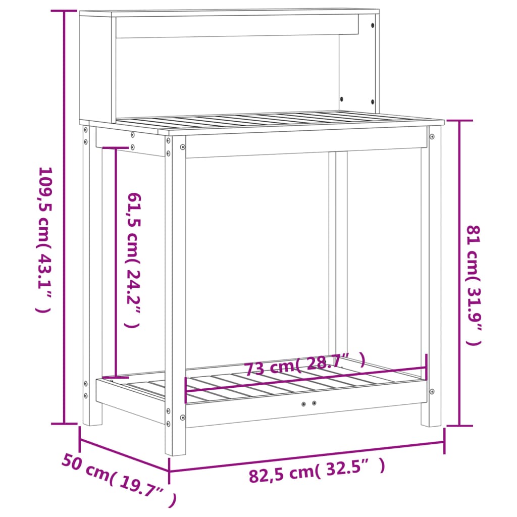 Potting Table with Shelves White 82.5x50x109.5 cm