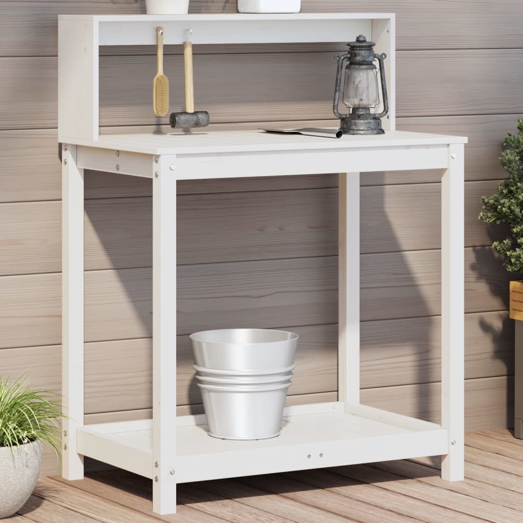 Potting Table with Shelves White 82.5x50x109.5 cm