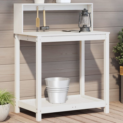 Potting Table with Shelves White 82.5x50x109.5 cm