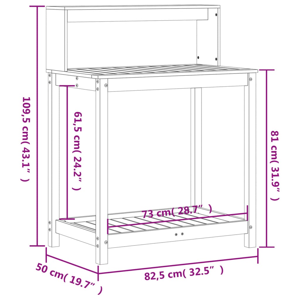 Potting Table with Shelves 82,5x50x109,5 cm Solid Wood Douglas