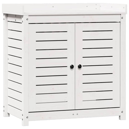 Potting Table with Shelves White 82.5x50x86.5 cm Solid Wood Pine