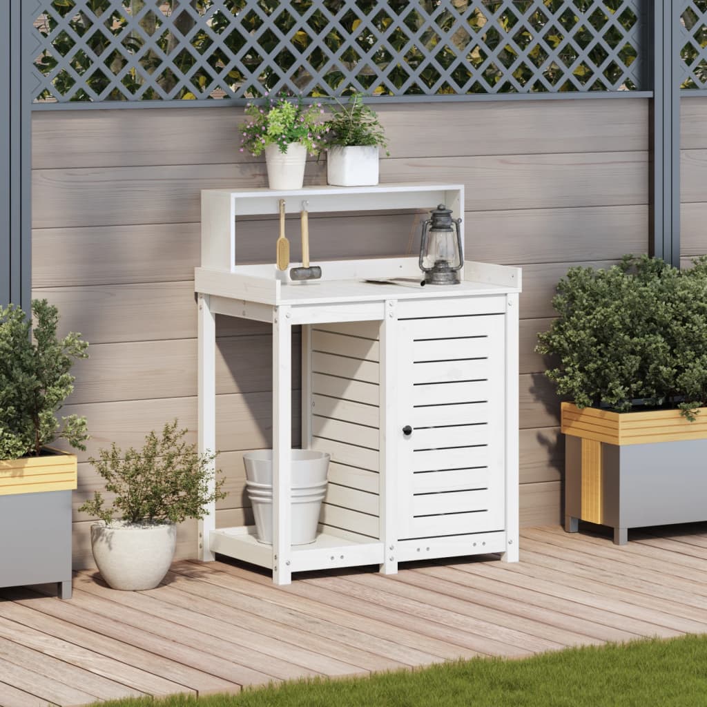 Potting Table with Shelves White 82.5x50x109.5 cm