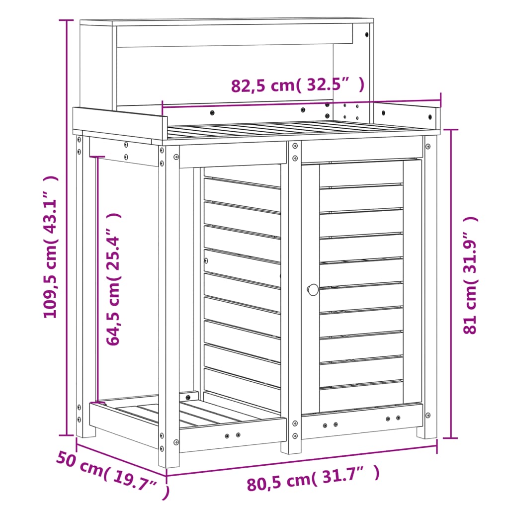 Potting Table with Shelves White 82.5x50x109.5 cm
