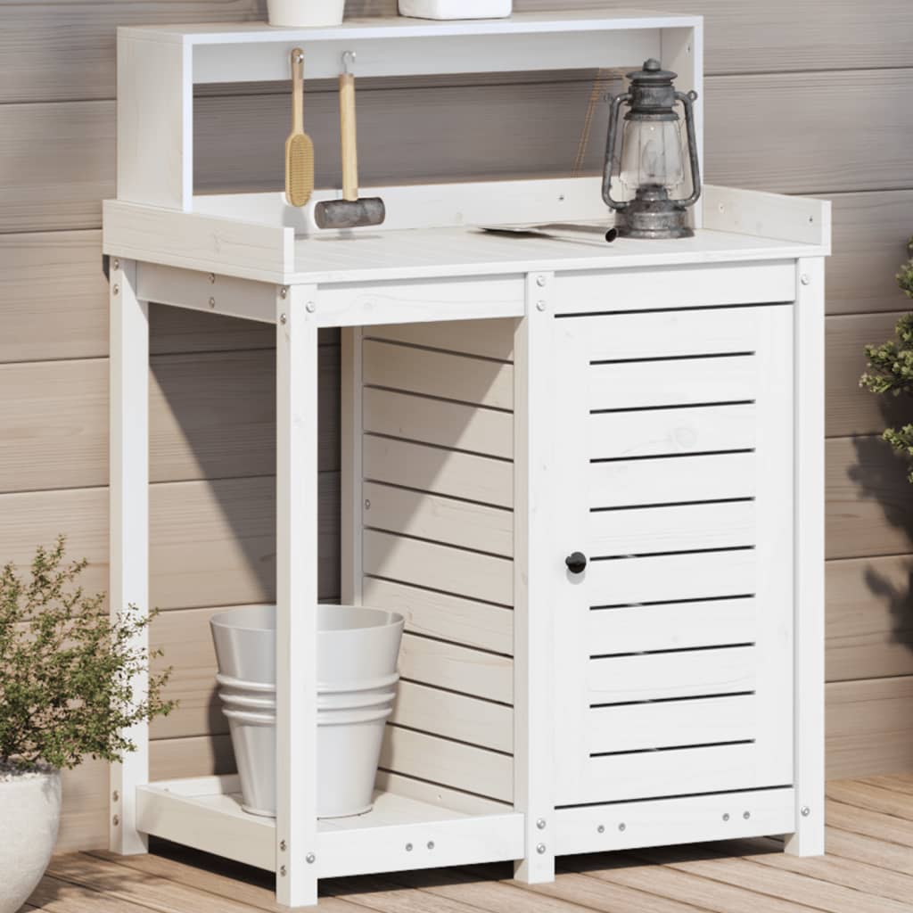 Potting Table with Shelves White 82.5x50x109.5 cm