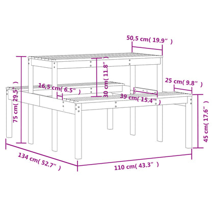Picnic Table White 110x134x75 cm Solid Wood Pine