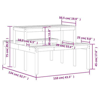 Picnic Table 110x134x75 cm Solid Wood Douglas