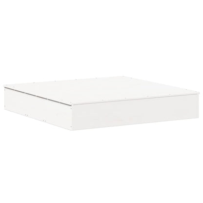Sandpit with Cover White 111x111x19,5 cm Solid Wood Pine