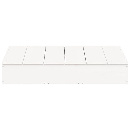 Sandpit with Cover White 111x111x19,5 cm Solid Wood Pine
