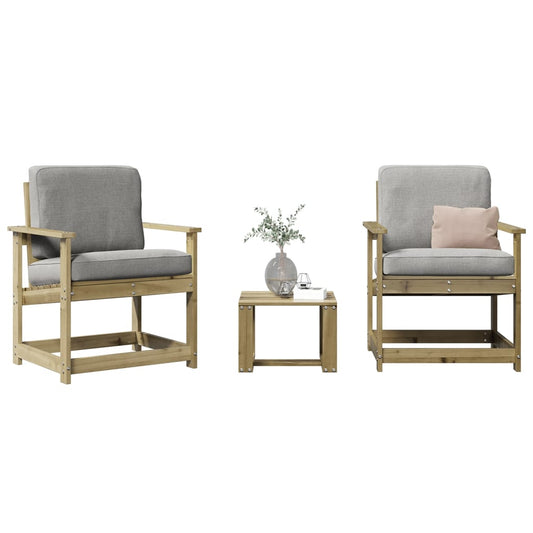 3 Piece Garden Lounge Set Impregnated Wood Pine