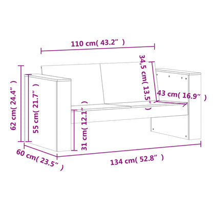 Garden Sofa | Wax brown | Solid pine wood | 2-seater |  Durable