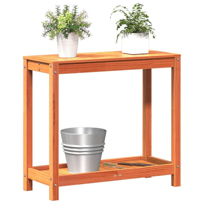 Potting Table with Shelf Wax Brown 82.5x35x75cm Solid Wood Pine