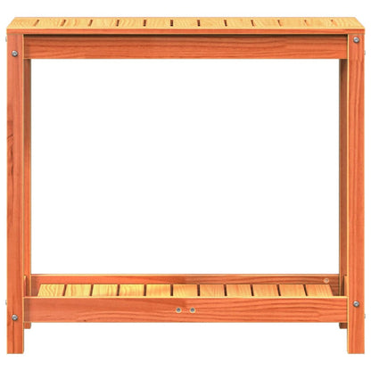Potting Table with Shelf Wax Brown 82.5x35x75cm Solid Wood Pine