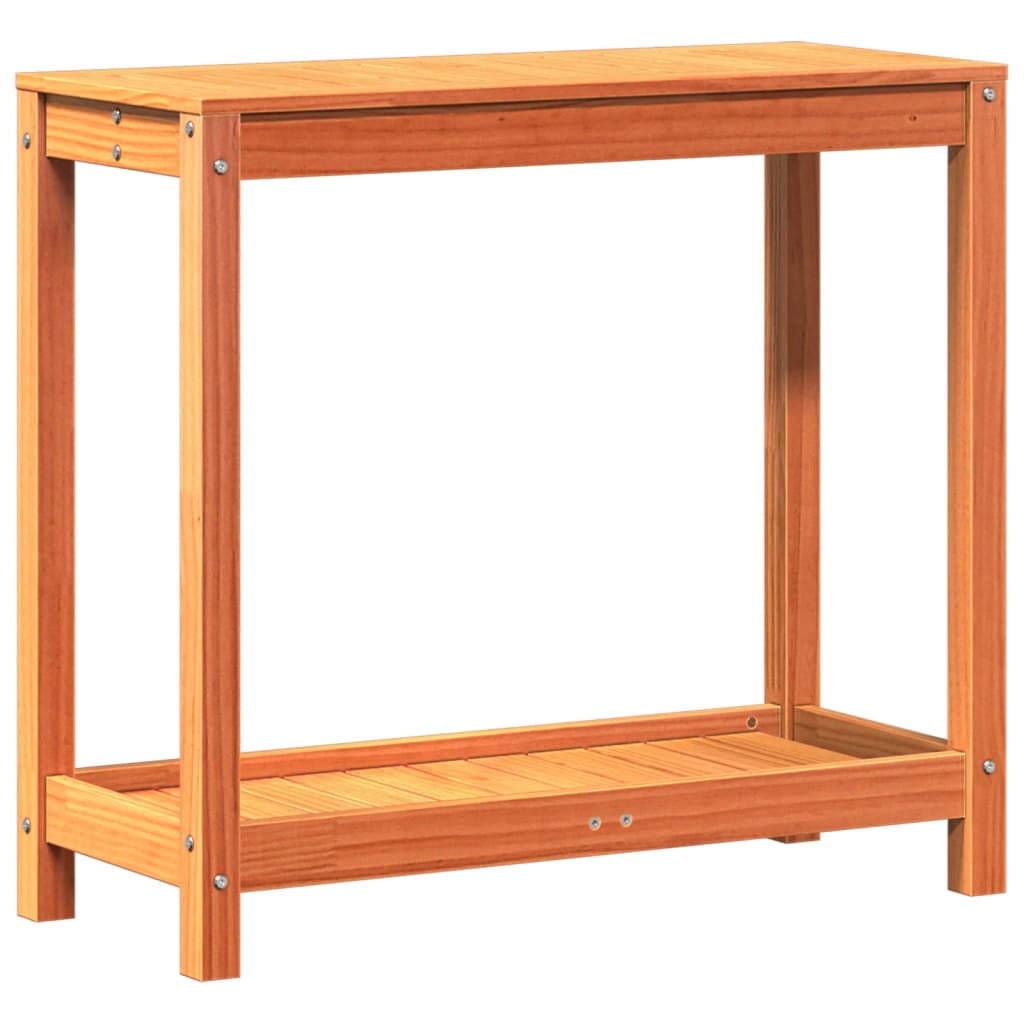 Potting Table with Shelf Wax Brown 82.5x35x75cm Solid Wood Pine
