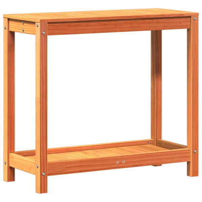 Potting Table with Shelf Wax Brown 82.5x35x75cm Solid Wood Pine