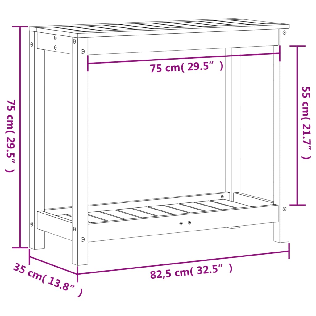 Potting Table with Shelf Wax Brown 82.5x35x75cm Solid Wood Pine