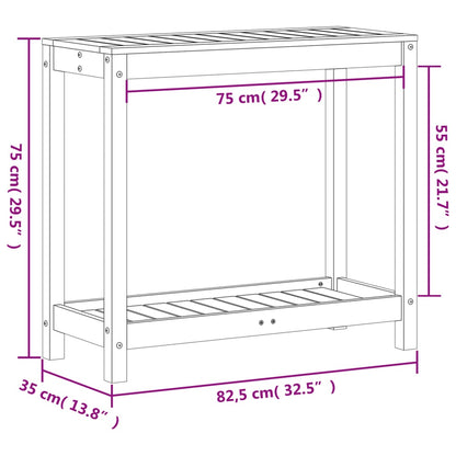 Potting Table with Shelf Wax Brown 82.5x35x75cm Solid Wood Pine
