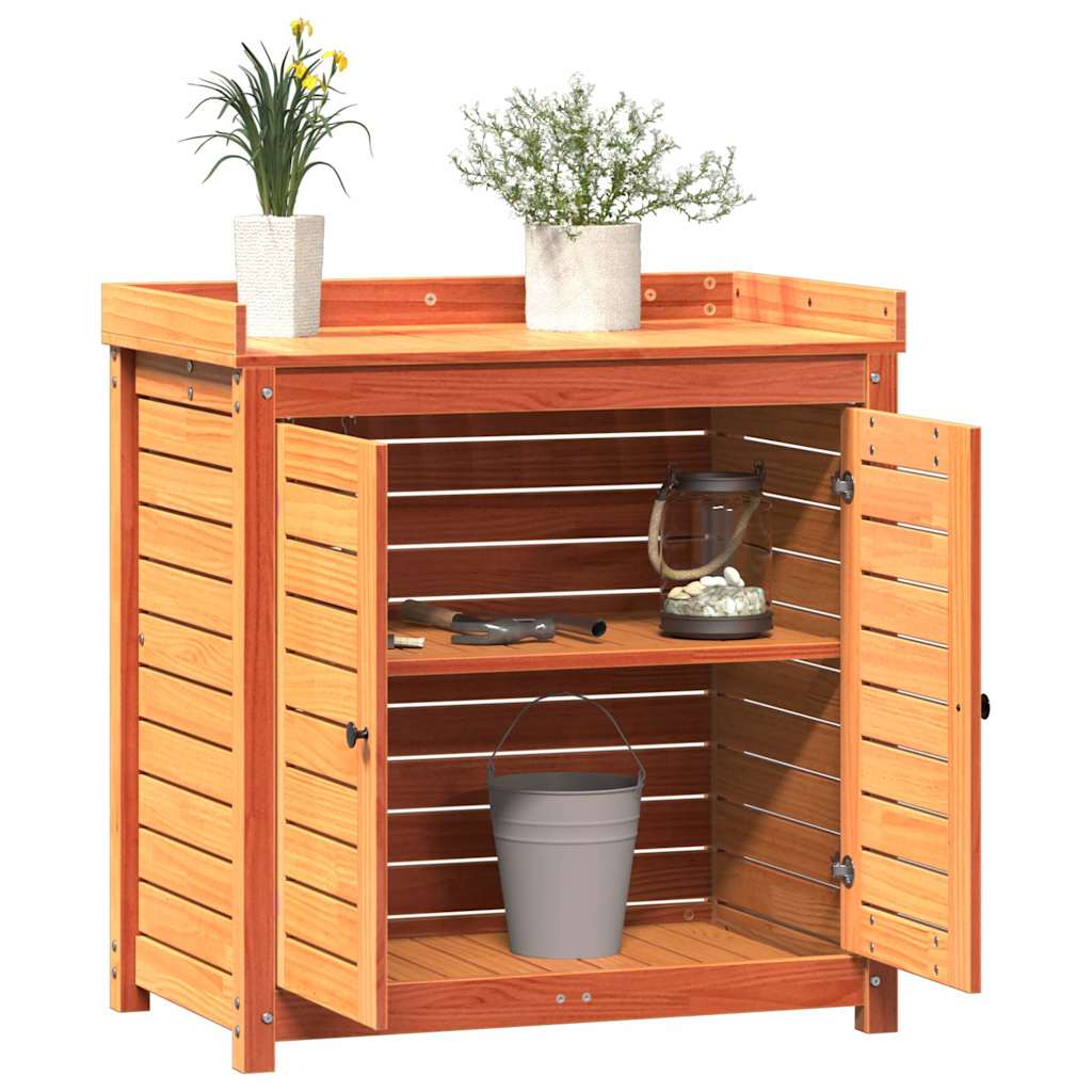Potting Table with Shelves Brown 82.5x50x86.5cm Solid Wood Pine