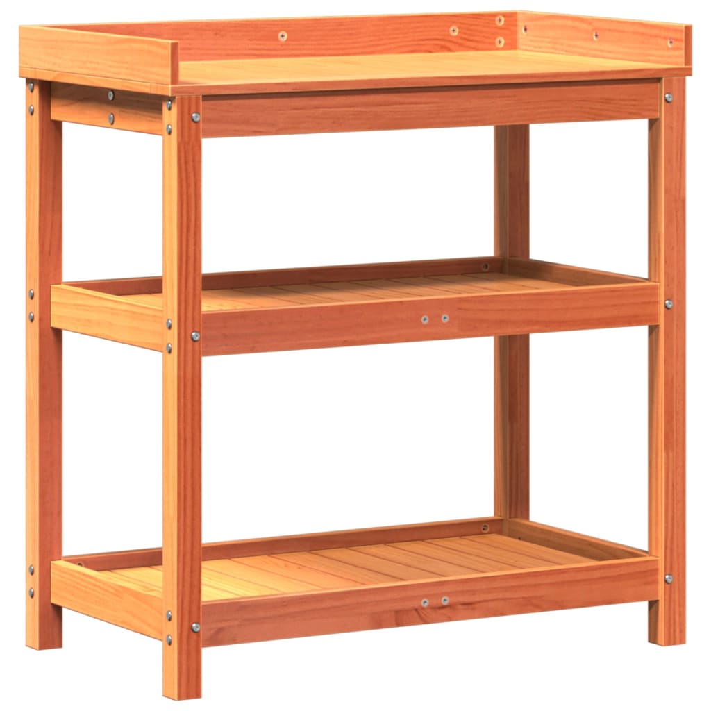 Potting Table with Shelves Brown 82,5x45x86,5 cm Solid Wood Pine