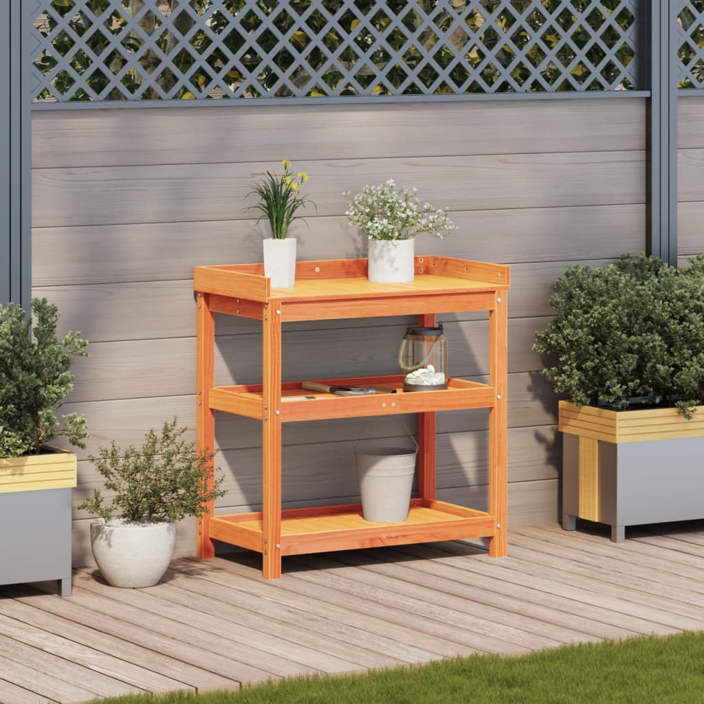 Potting Table with Shelves Brown 82,5x45x86,5 cm Solid Wood Pine