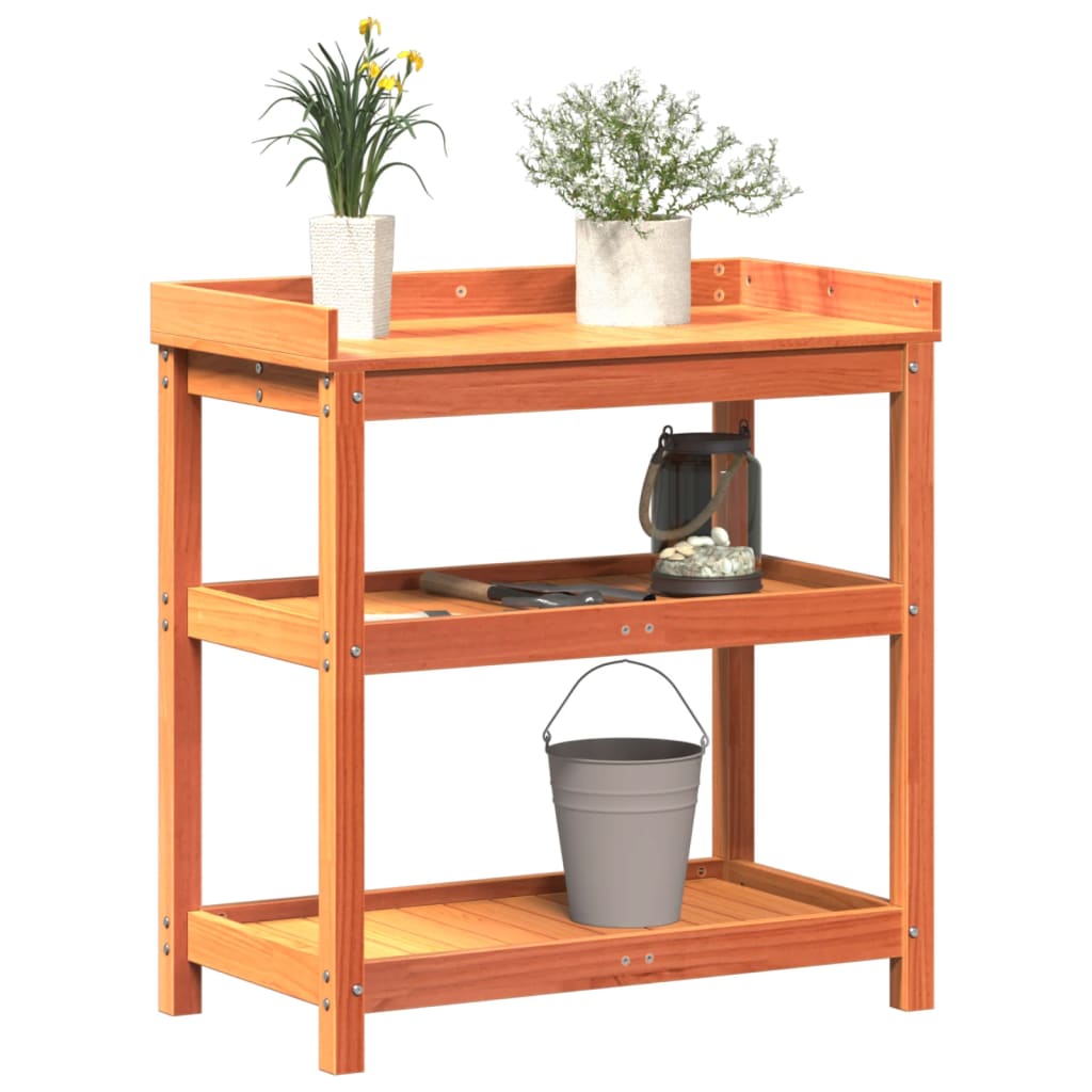 Potting Table with Shelves Brown 82,5x45x86,5 cm Solid Wood Pine