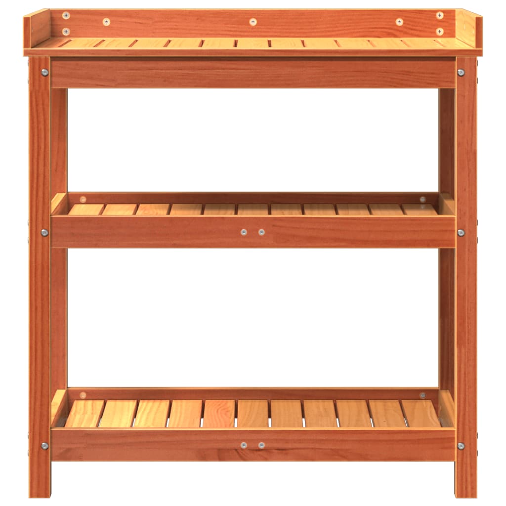 Potting Table with Shelves Brown 82,5x45x86,5 cm Solid Wood Pine