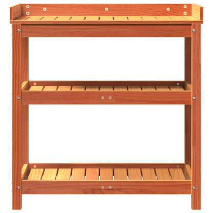 Potting Table with Shelves Brown 82,5x45x86,5 cm Solid Wood Pine