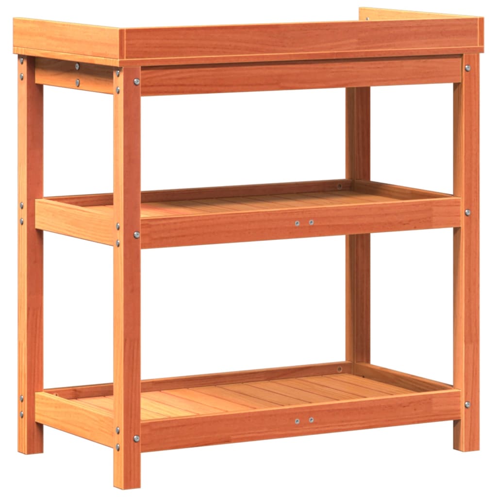 Potting Table with Shelves Brown 82,5x45x86,5 cm Solid Wood Pine