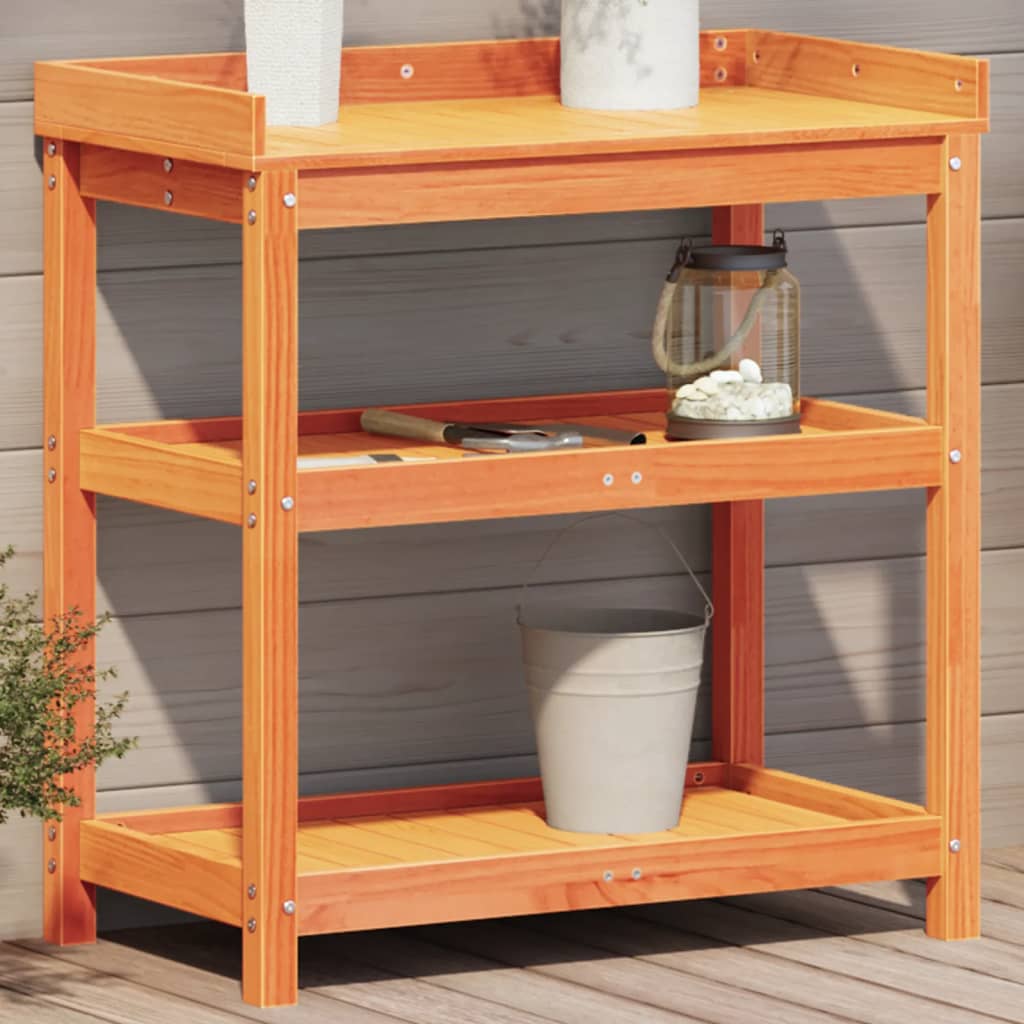 Potting Table with Shelves Brown 82,5x45x86,5 cm Solid Wood Pine
