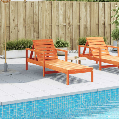 Sun Lounger Wax Brown 199.5x62x55 cm Solid Wood Pine