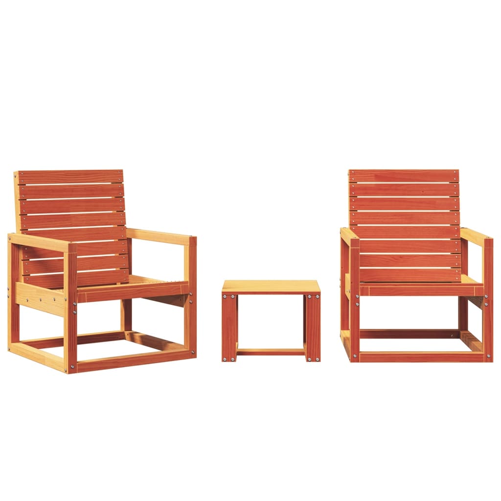 Garden Lounge Set | Wax brown | Solid pine wood | 3 Piece Set | Durable